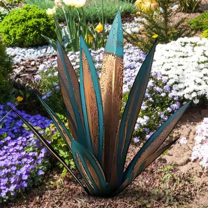 Metal Agave Sculpture with Rustic Finish and Weather-Resistant Construction, Easy Assembly Avento Goods