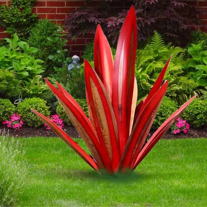 Metal Agave Sculpture with Rustic Finish and Weather-Resistant Construction, Easy Assembly Avento Goods