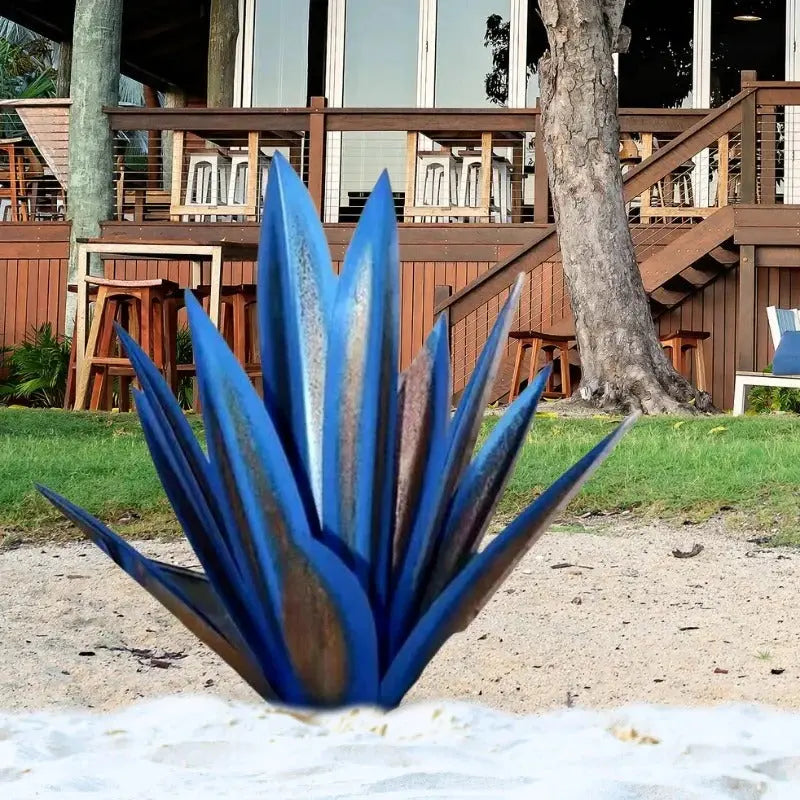 Metal Agave Sculpture with Rustic Finish and Weather-Resistant Construction, Easy Assembly Avento Goods