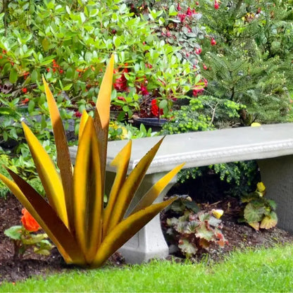 Metal Agave Sculpture with Rustic Finish and Weather-Resistant Construction, Easy Assembly Avento Goods