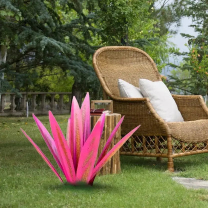 Metal Agave Sculpture with Rustic Finish and Weather-Resistant Construction, Easy Assembly Avento Goods
