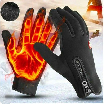Touchscreen Winter Gloves with Triple-Layer Insulation and Anti-Slip Palm, Zippered Cuff
