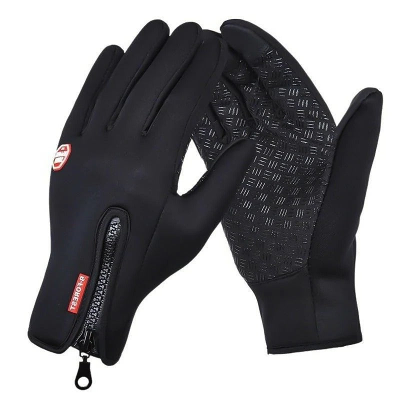Touchscreen Winter Gloves with Triple-Layer Insulation and Anti-Slip Palm, Zippered Cuff