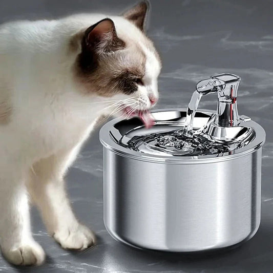 Cat Water Fountain with Stainless Steel Bowl and Motion Sensor, 2.1 Quart Capacity
