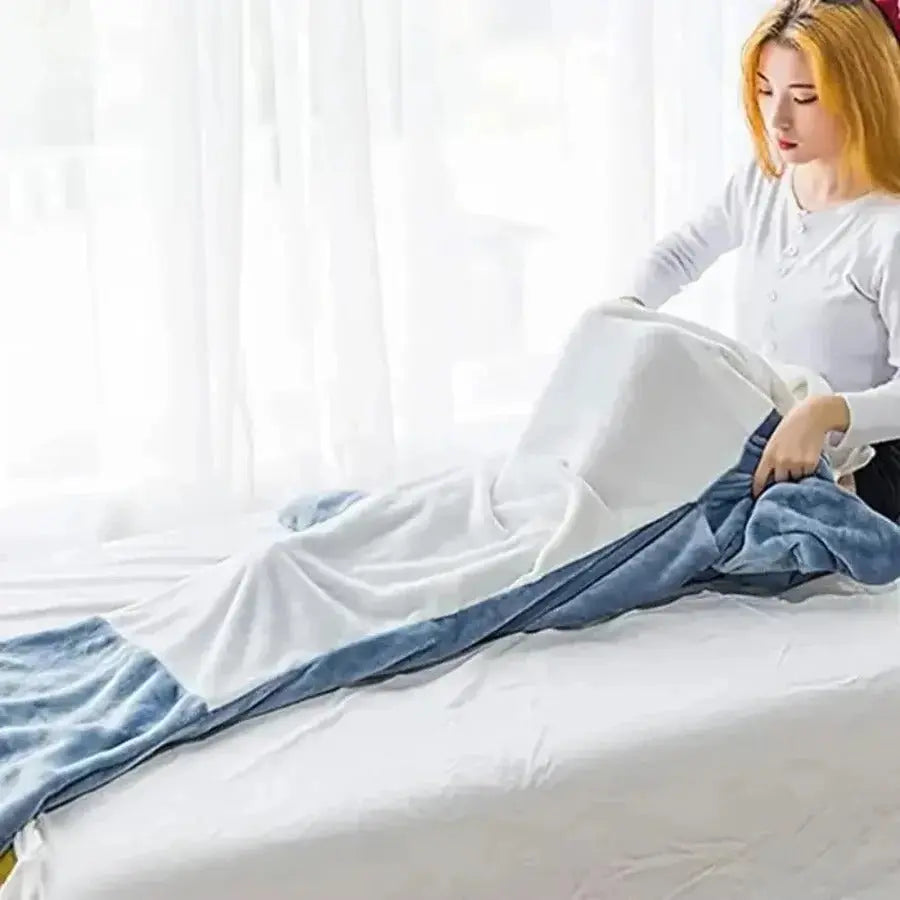 Hooded Shark Blanket with Plush Flannel and Full-Body Toe Coverage, One Size Avento Goods