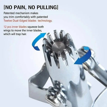 Nose Hair Trimmer with Manual Twist Control and Rounded Safety Blades, Stainless Steel Avento Goods