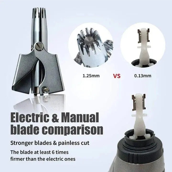 Nose Hair Trimmer with Manual Twist Control and Rounded Safety Blades, Stainless Steel Avento Goods