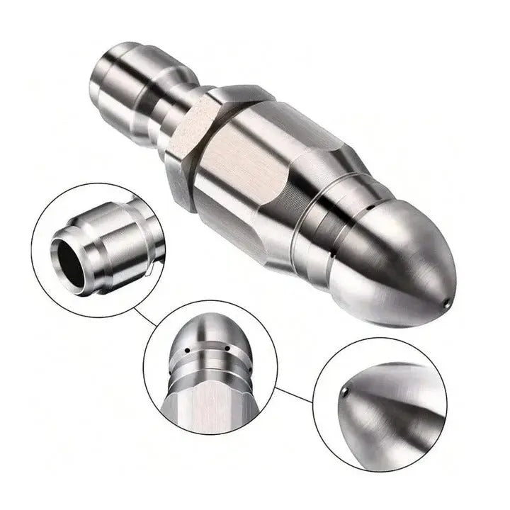Pipe Cleaning Nozzle with Pointed Stainless Tip and Attachment Sleeve, 0.39 in Hole Avento Goods