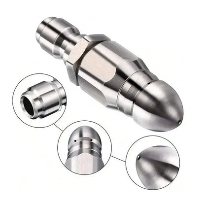 Pipe Cleaning Nozzle with Pointed Stainless Tip and Attachment Sleeve, 0.39 in Hole Avento Goods