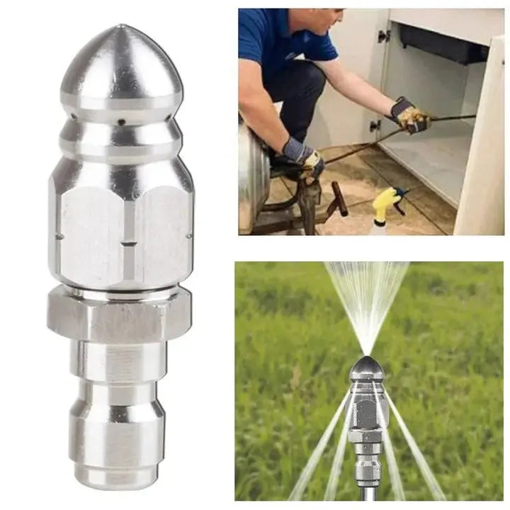 Pipe Cleaning Nozzle with Pointed Stainless Tip and Attachment Sleeve, 0.39 in Hole Avento Goods