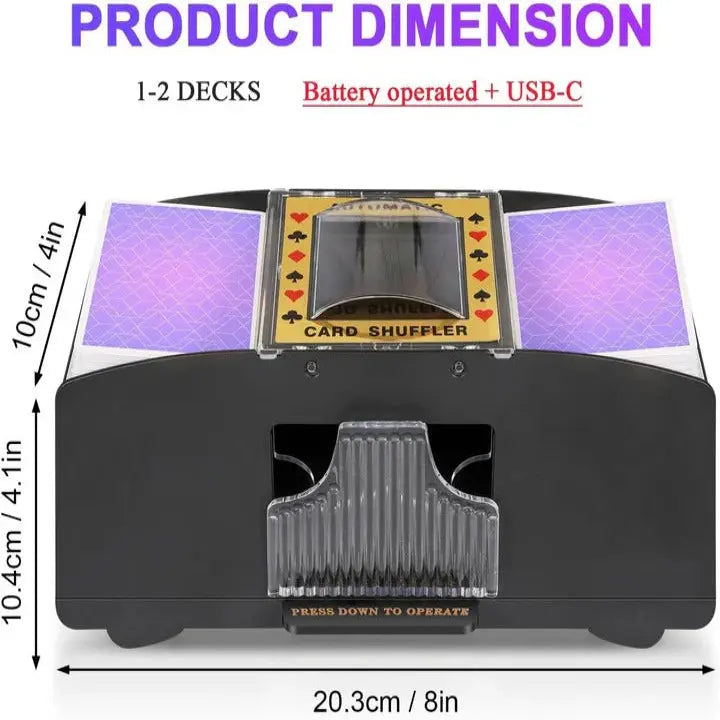 Automatic Card Shuffler with Dual-Deck Capacity and Battery Power, Fits Cards Up to 3.46in Avento Goods