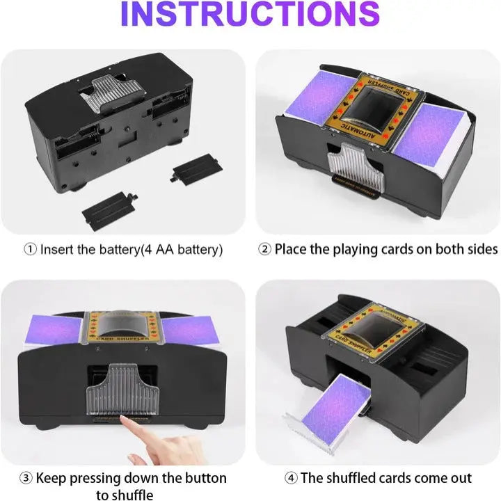 Automatic Card Shuffler with Dual-Deck Capacity and Battery Power, Fits Cards Up to 3.46in Avento Goods