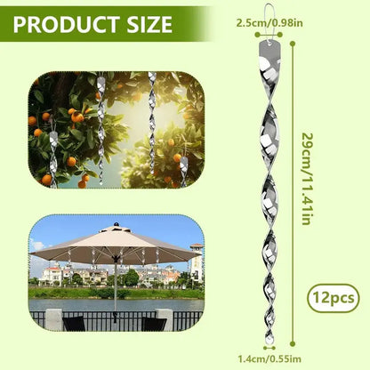 Reflective Bird Deterrent with Hanging Rope and Wind Rotation, Pack of 12 or 24 Avento Goods