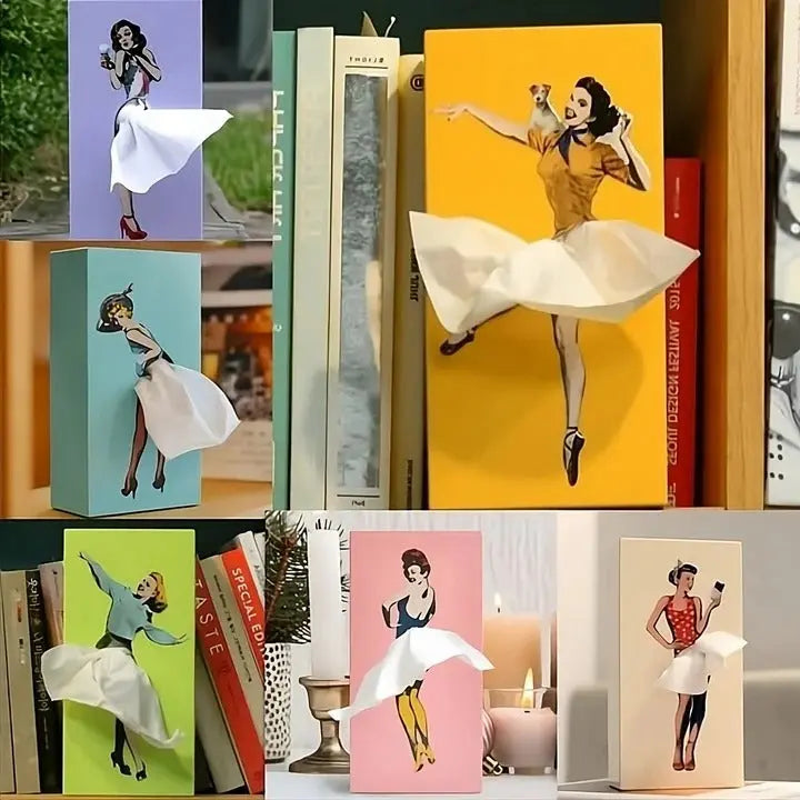 Decorative Tissue Box Cover with Weighted Base and Non-Slip Feet, Skirt-Style Float Avento Goods