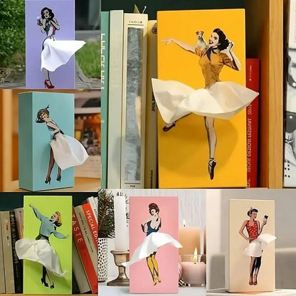 Decorative Tissue Box Cover with Weighted Base and Non-Slip Feet, Skirt-Style Float Avento Goods