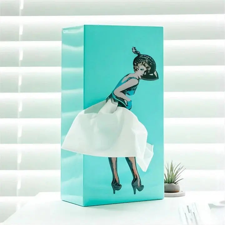 Decorative Tissue Box Cover with Weighted Base and Non-Slip Feet, Skirt-Style Float Avento Goods
