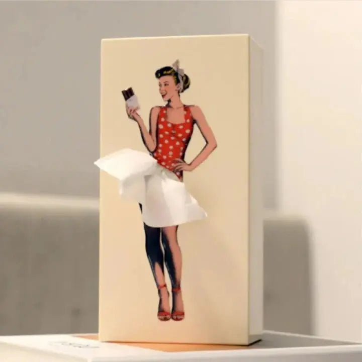 Decorative Tissue Box Cover with Weighted Base and Non-Slip Feet, Skirt-Style Float Avento Goods