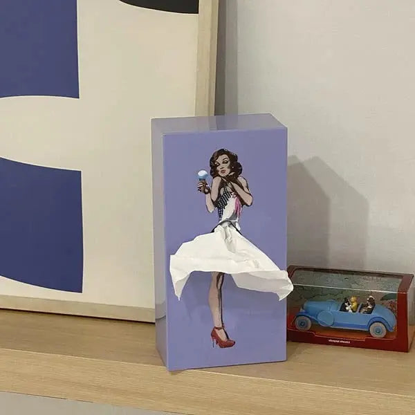 Decorative Tissue Box Cover with Weighted Base and Non-Slip Feet, Skirt-Style Float Avento Goods