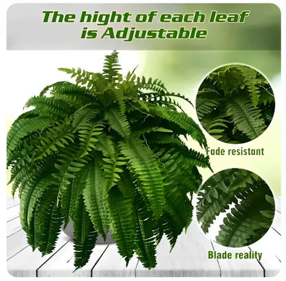 Artificial Boston Fern with UV-Stable Leaves and Flexible Fronds for Porch, Balcony Avento Goods