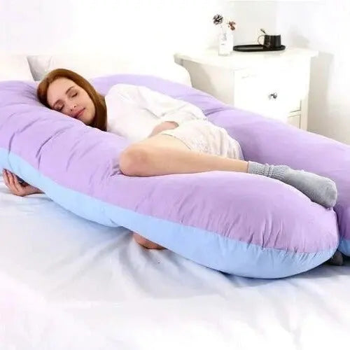 Full Body Pillow with Adjustable Shredded Foam and Jersey Cover, U-Shaped Support Avento Goods