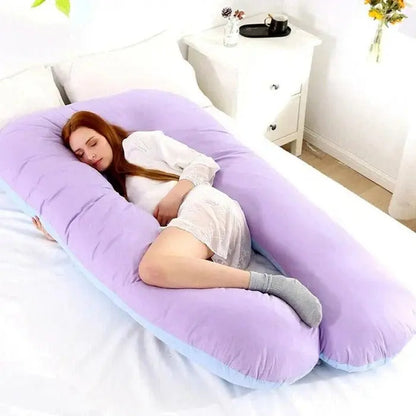 Full Body Pillow with Adjustable Shredded Foam and Jersey Cover, U-Shaped Support Avento Goods