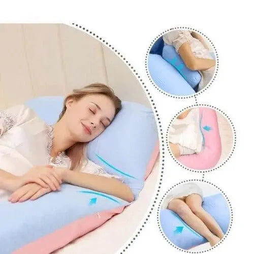 Full Body Pillow with Adjustable Shredded Foam and Jersey Cover, U-Shaped Support Avento Goods