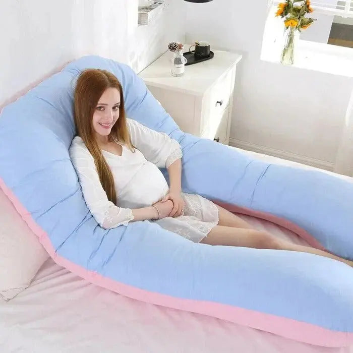 Full Body Pillow with Adjustable Shredded Foam and Jersey Cover, U-Shaped Support Avento Goods