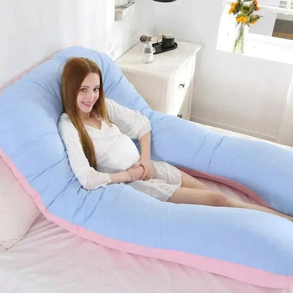 Full Body Pillow with Adjustable Shredded Foam and Jersey Cover, U-Shaped Support Avento Goods