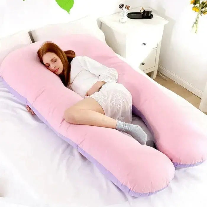 Full Body Pillow with Adjustable Shredded Foam and Jersey Cover, U-Shaped Support Avento Goods