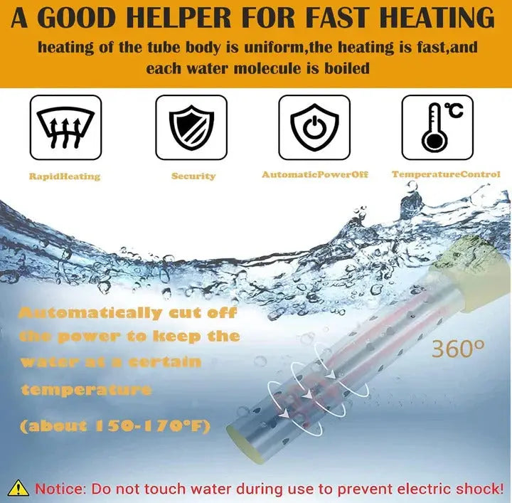 Electric Immersion Heater with Guarded Coil and Insulated Handle, 220V Travel Size Avento Goods
