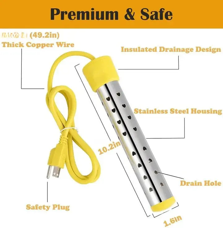 Electric Immersion Heater with Guarded Coil and Insulated Handle, 220V Travel Size Avento Goods