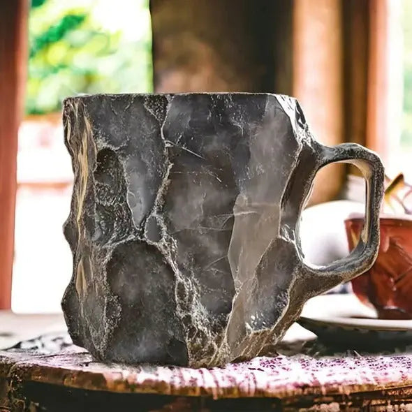 Crystal Coffee Mug with Faceted Mineral Finish and Ergonomic Handle, 10.14 Fl Oz Avento Goods