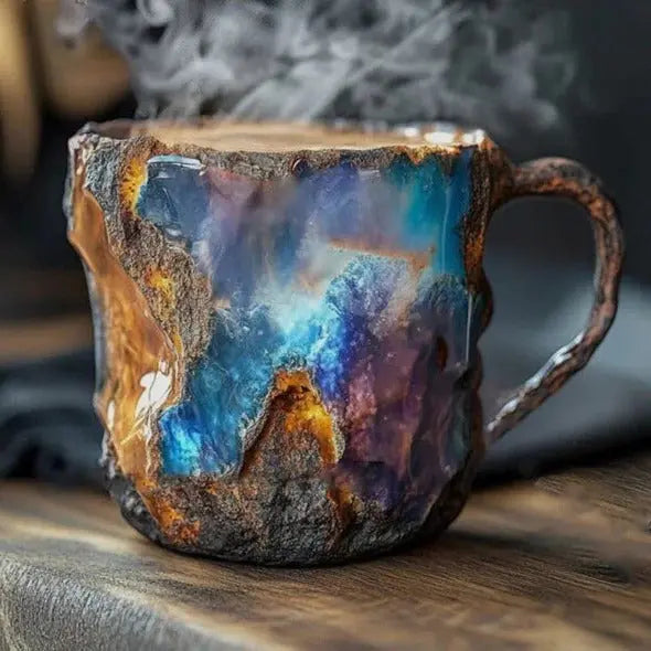 Crystal Coffee Mug with Faceted Mineral Finish and Ergonomic Handle, 10.14 Fl Oz Avento Goods