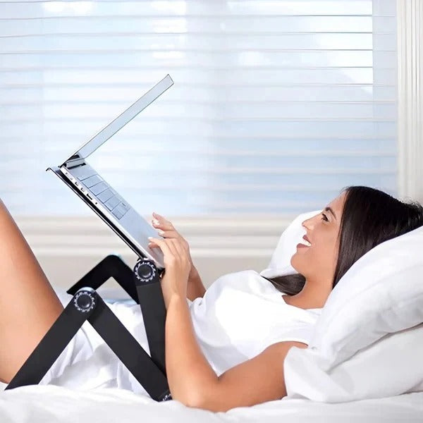 Adjustable Laptop Stand with 360 Degree Legs and Detachable Mouse Pad, Ventilated Aluminum