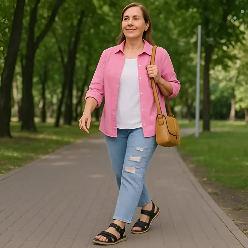 Women's Comfort Sandals with Contoured Footbed and Adjustable Straps, Cushioned Midsole Avento Goods