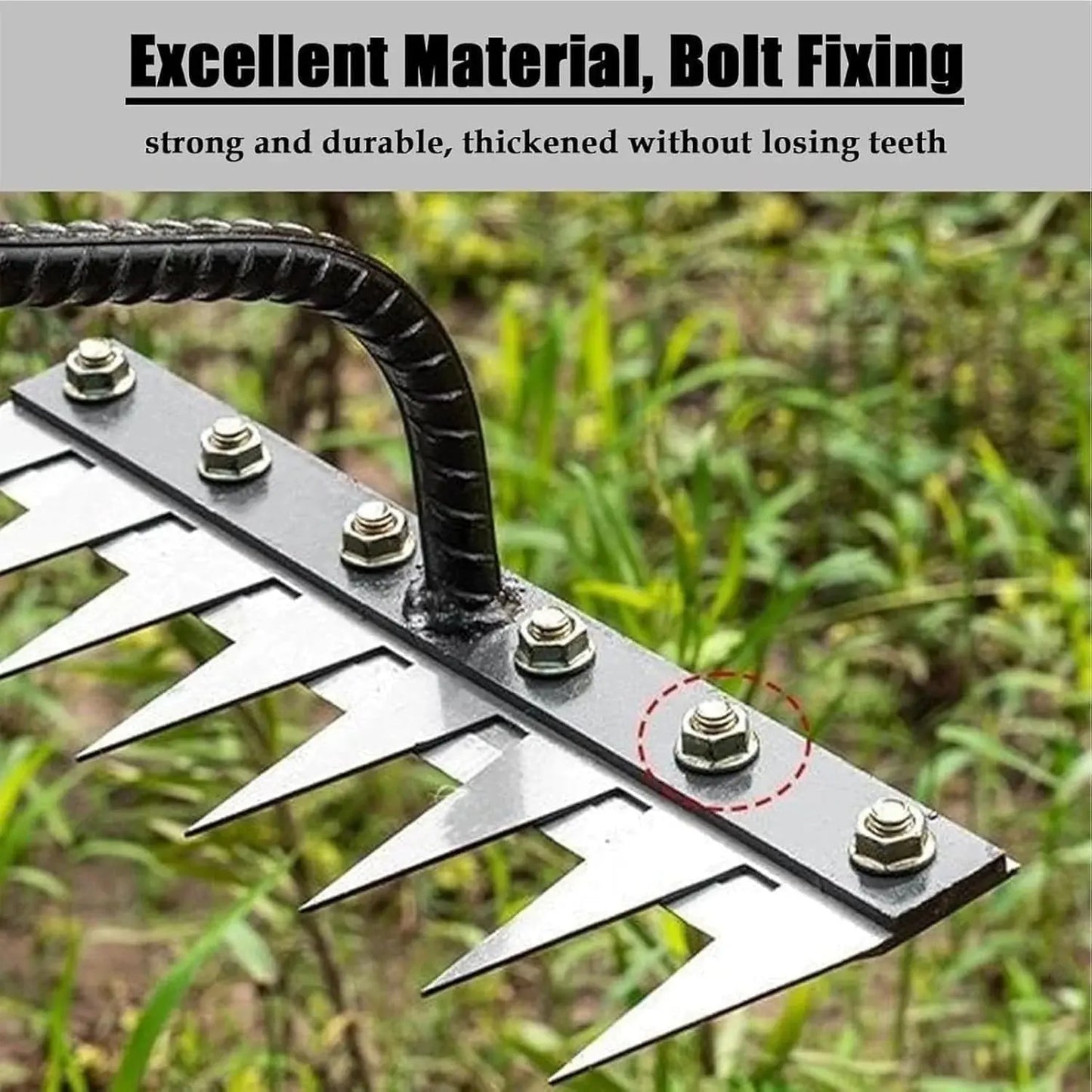 Weeding Rake with Narrow Steel Tines and Ergonomic Grip, Attachable to Standard Handle Avento Goods