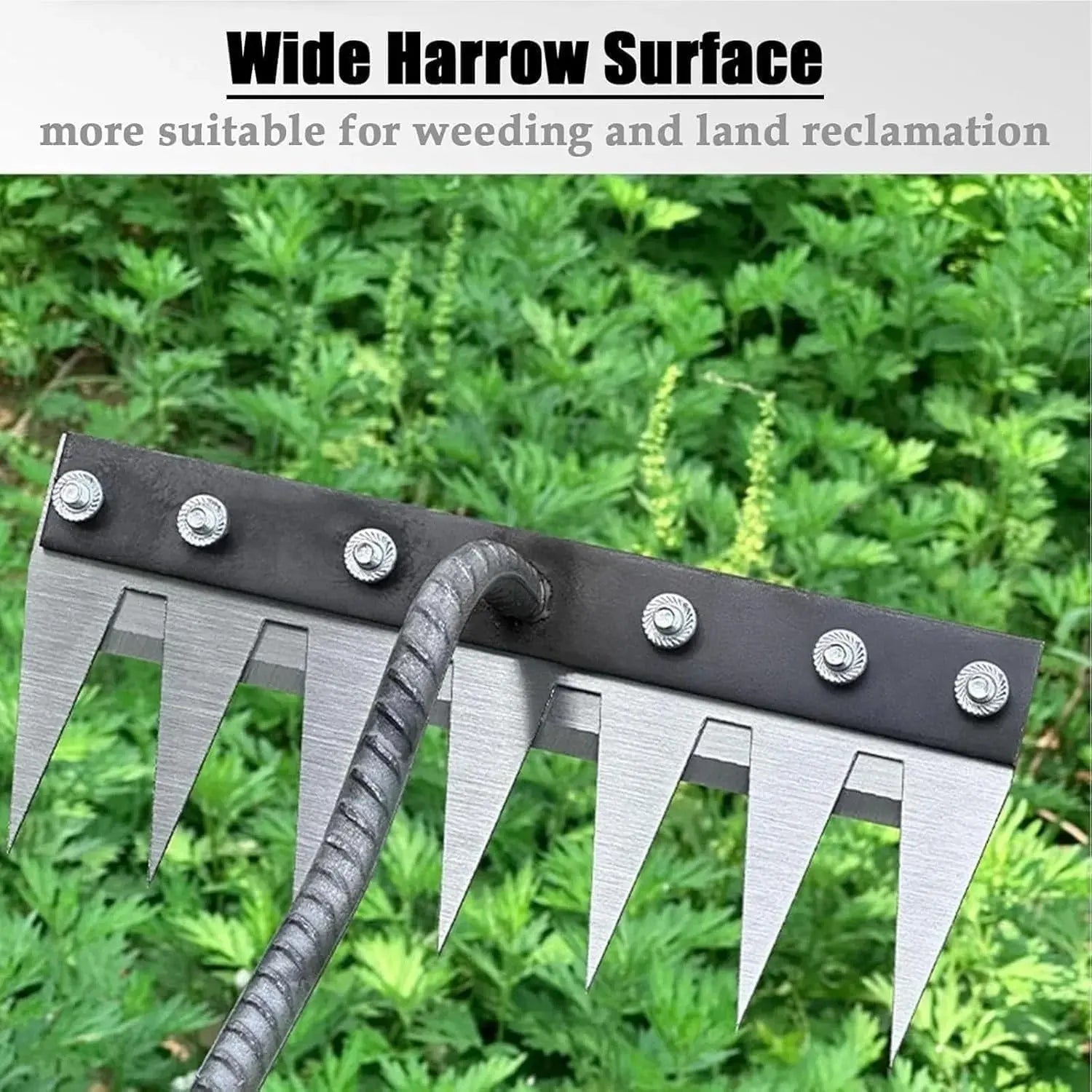 Weeding Rake with Narrow Steel Tines and Ergonomic Grip, Attachable to Standard Handle Avento Goods