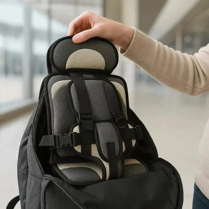 Portable Travel Car Seat with 5-Point Safety Harness and Foldable Design, Carry Bag Avento Goods