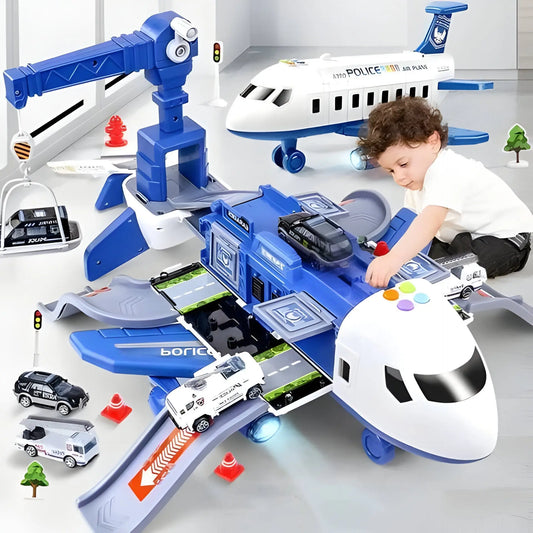 Kids Airplane Playset with Friction-Drive Plane and Light/Sound Effects, 20 Pieces Avento Goods