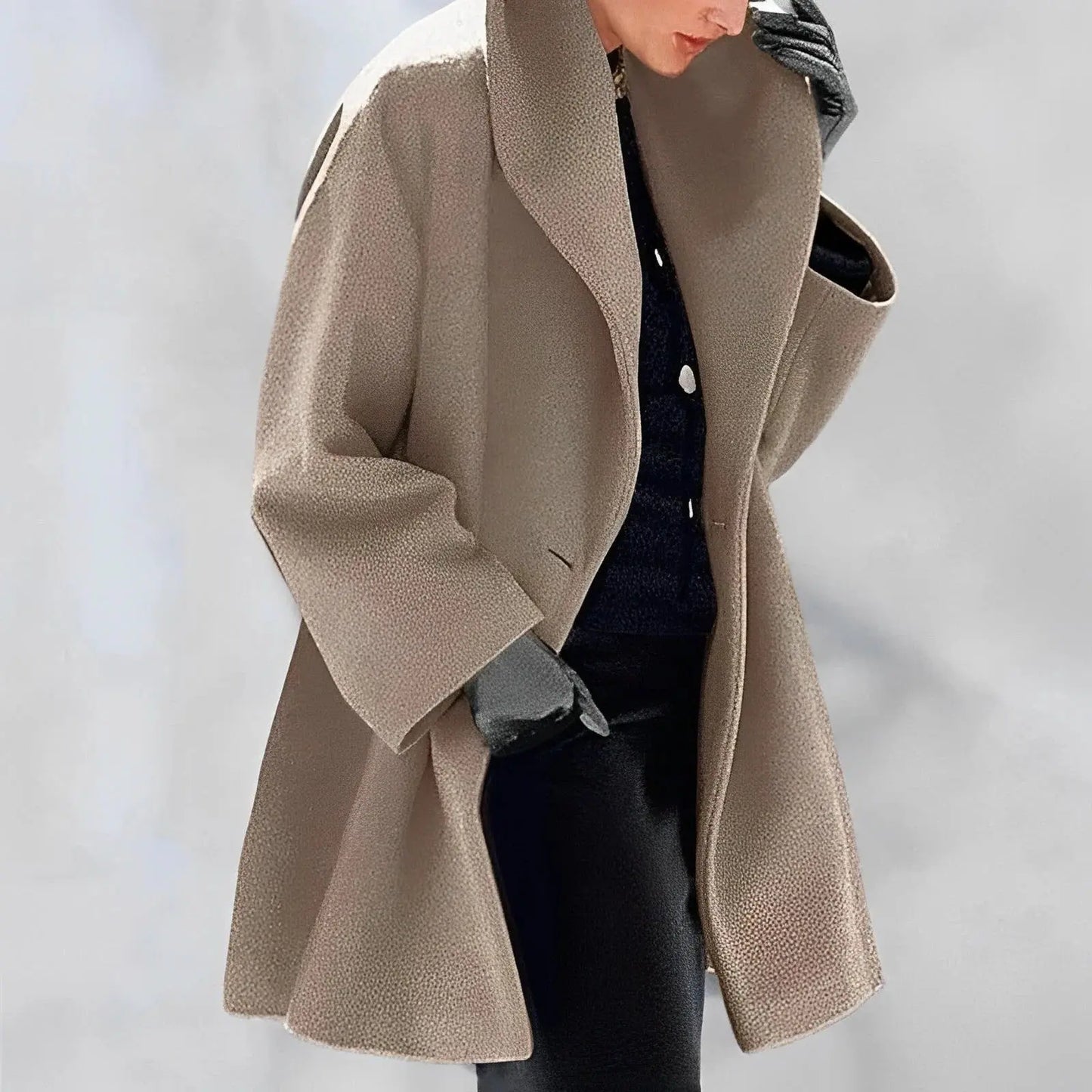 Wool Blend Coat with Removable Belt and Insulating Lining, A-Line Fit Avento Goods