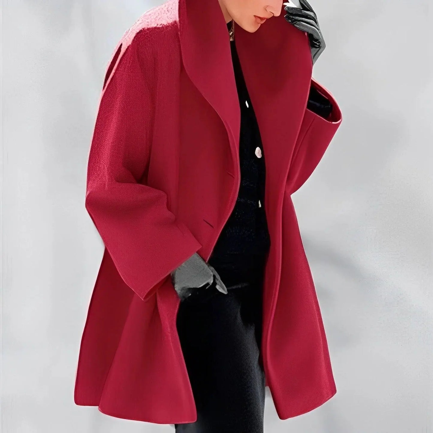 Wool Blend Coat with Removable Belt and Insulating Lining, A-Line Fit Avento Goods
