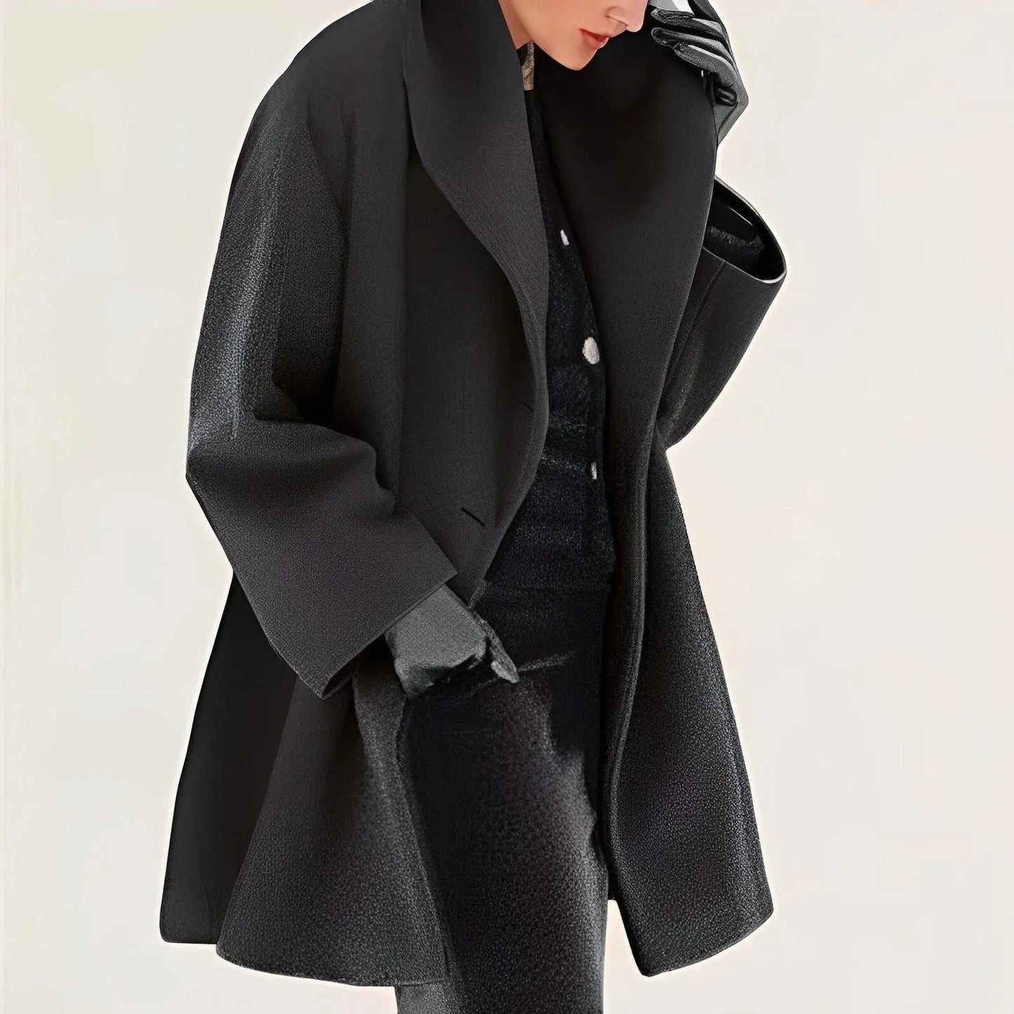 Wool Blend Coat with Removable Belt and Insulating Lining, A-Line Fit Avento Goods