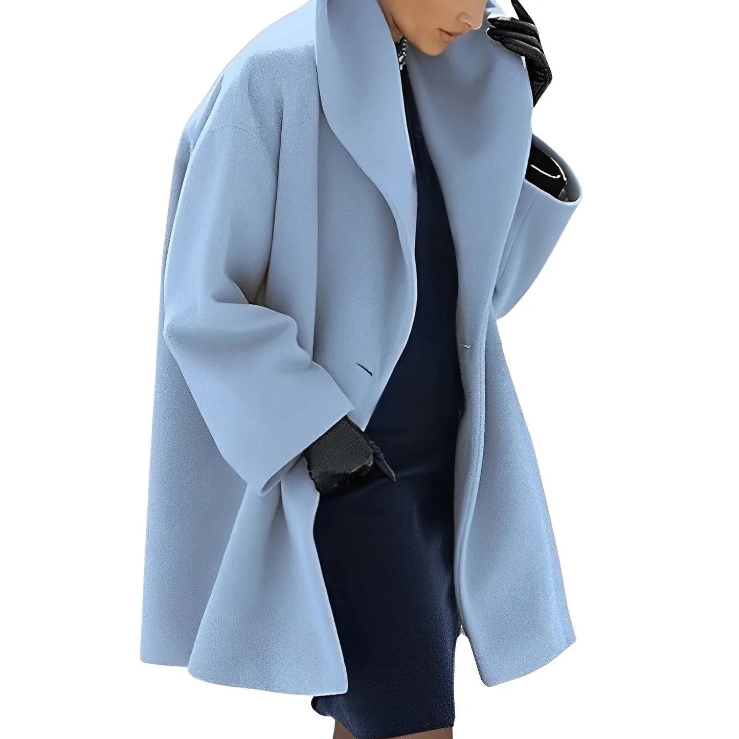 Wool Blend Coat with Removable Belt and Insulating Lining, A-Line Fit Avento Goods