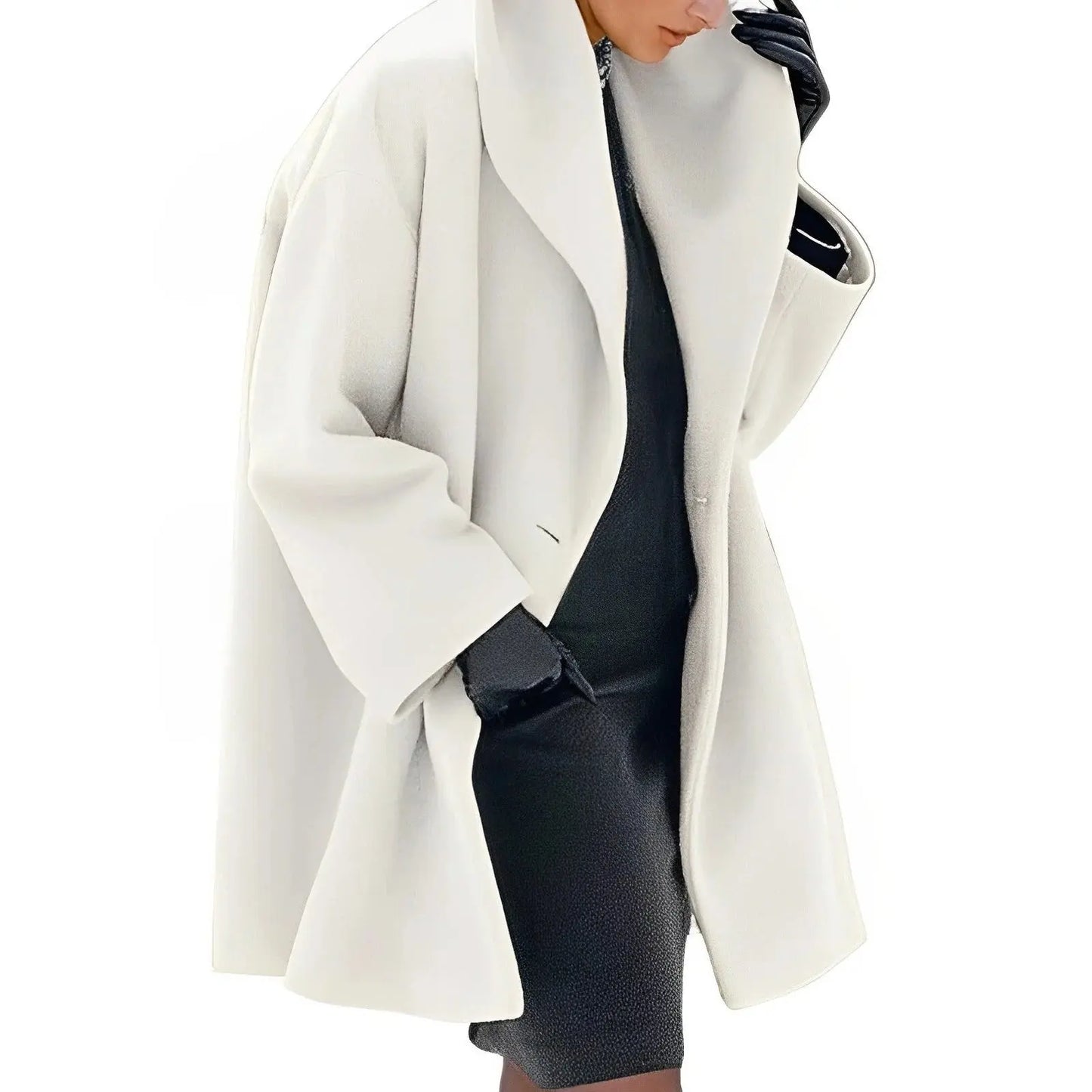 Wool Blend Coat with Removable Belt and Insulating Lining, A-Line Fit Avento Goods