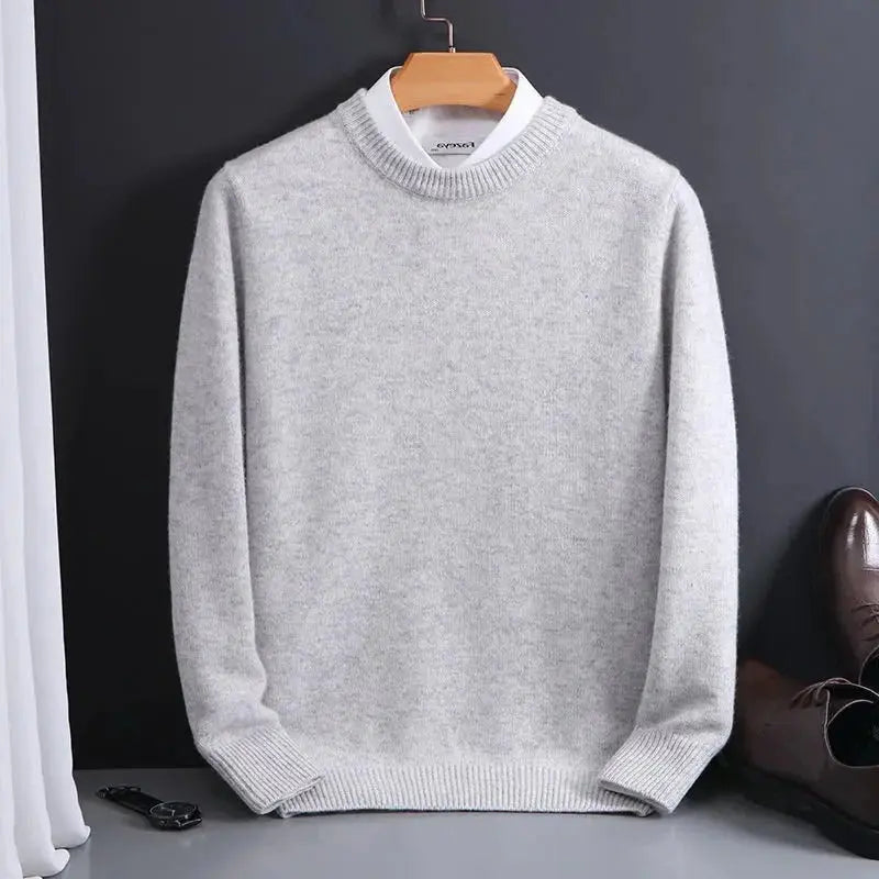 Men's Cashmere-Like Sweater with Lightweight Knit and Tailored Crew Neck, True-to-Size Avento Goods
