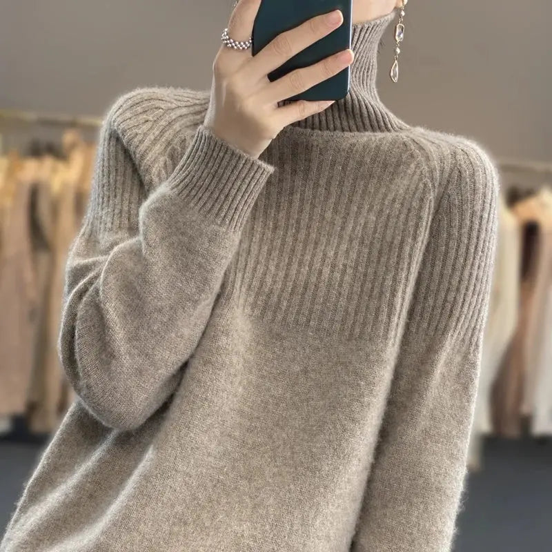 Cashmere Turtleneck Sweater with Tailored Fit and Breathable Knit, Long Sleeve for Women Avento Goods