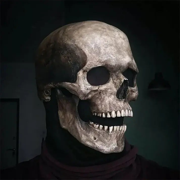 Skull Mask with Movable Jaw and Full Head Coverage, Soft Flexible Latex Unisex Adult Avento Goods