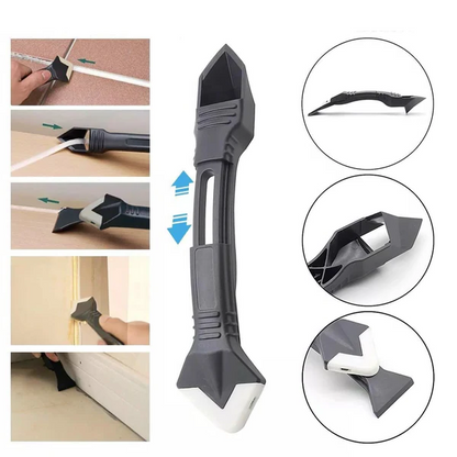 Caulk Removal Tool with Stainless Edge and Adjustable Rubber Blade, Dual-Ended Scraper