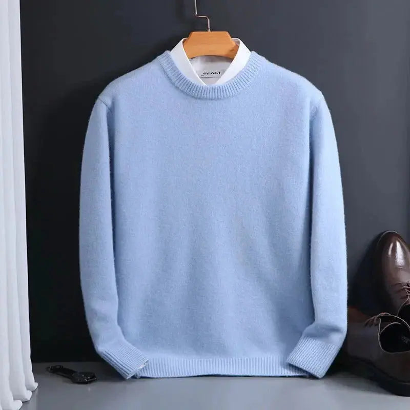 Men's Cashmere-Like Sweater with Lightweight Knit and Tailored Crew Neck, True-to-Size Avento Goods