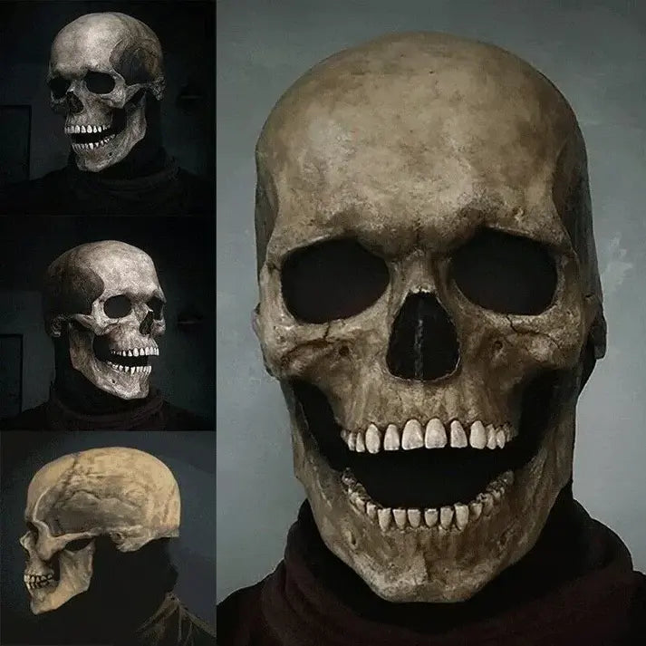 Skull Mask with Movable Jaw and Full Head Coverage, Soft Flexible Latex Unisex Adult Avento Goods